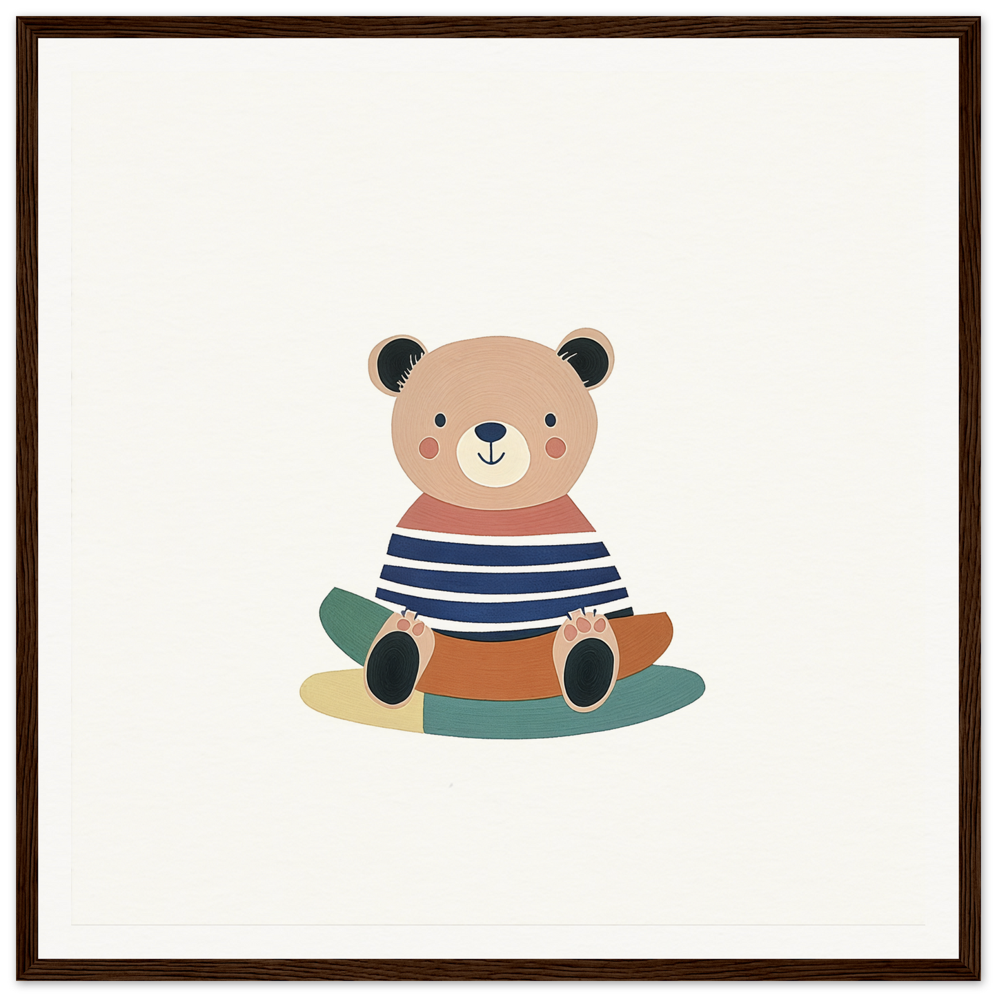 Cute cartoon bear in blue and white stripes from Nostalgic Teddy Reverie collection