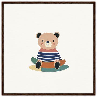 Cute cartoon bear in blue and white stripes from Nostalgic Teddy Reverie collection