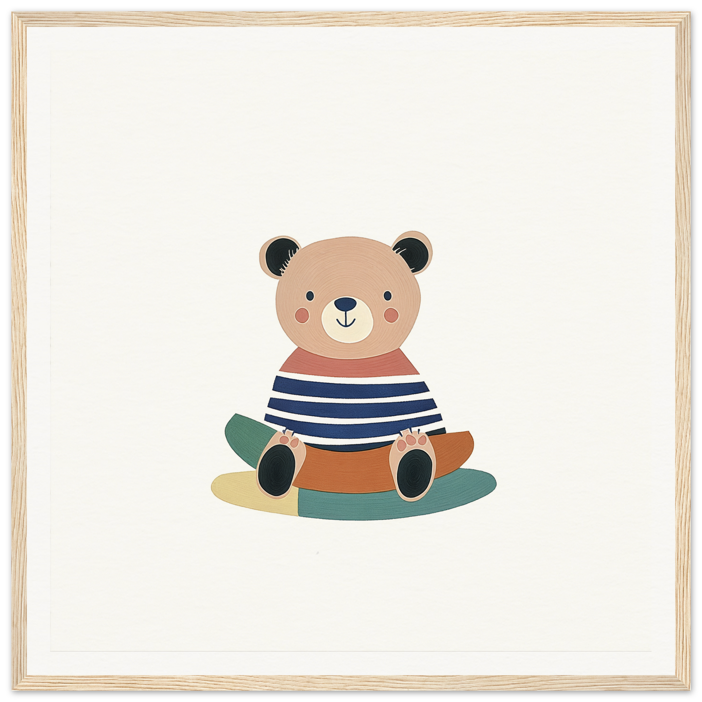 Cute cartoon bear in navy striped shirt from Nostalgic Teddy Reverie collection
