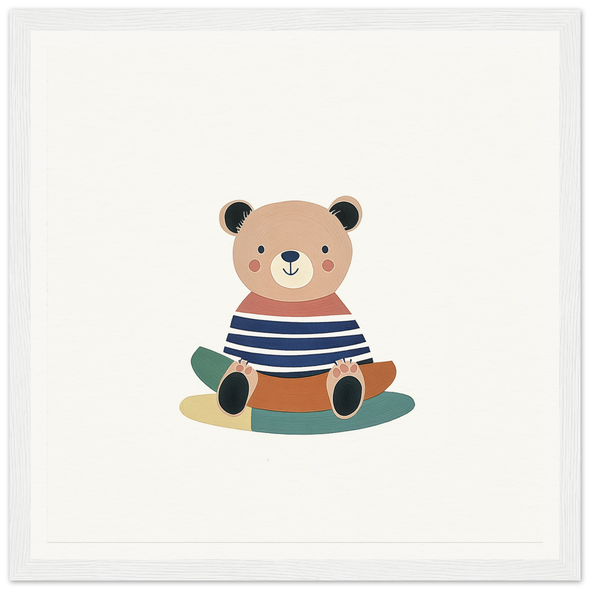 Cute cartoon bear in blue striped shirt from Nostalgic Teddy Reverie collection