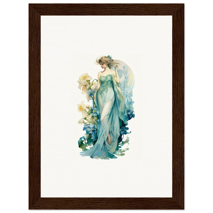 Ethereal female in turquoise gown, perfect for Nymphic Etherwaves room decoration canvas print