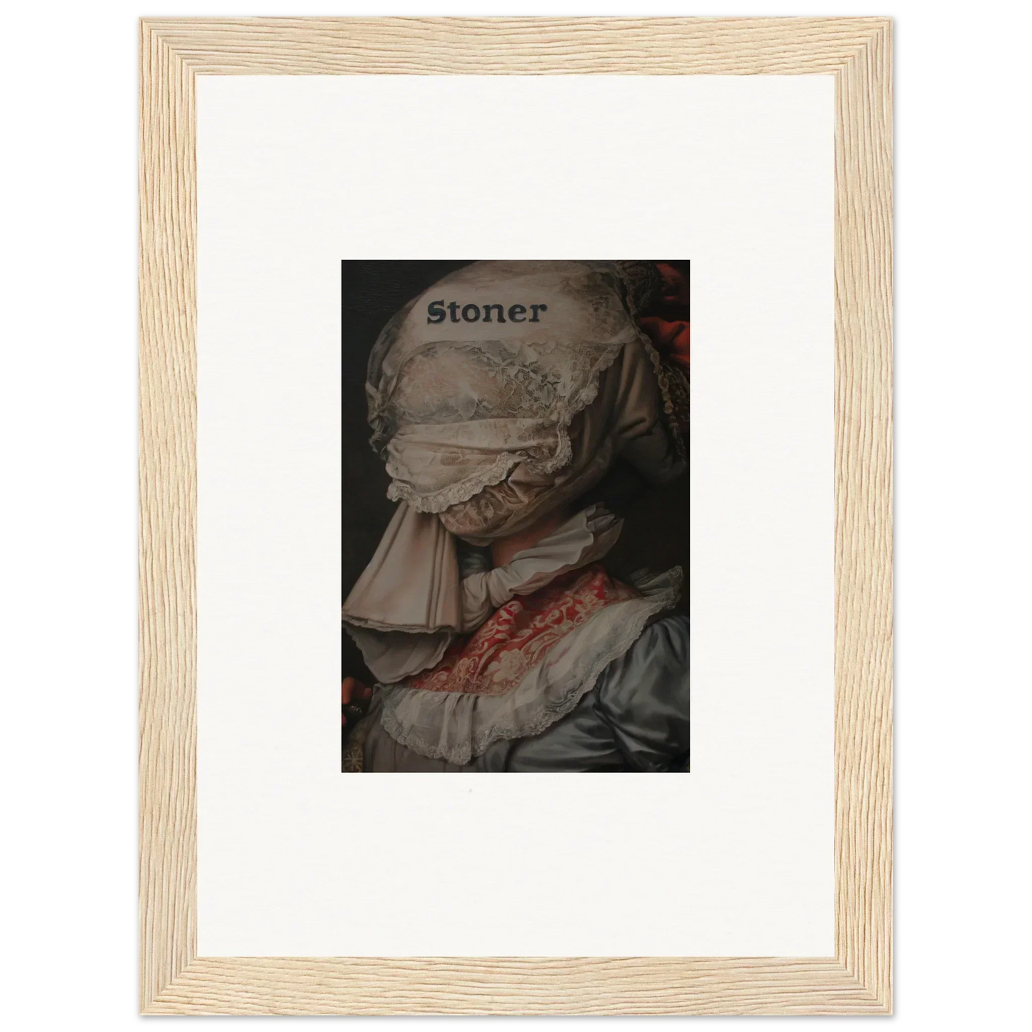 Framed canvas print of Distressed Stoner Portrait for Orchid Reverie room decoration