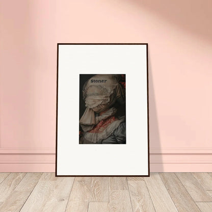 Framed canvas print of Stoner figure in gritty style, perfect for Orchid Reverie room decoration