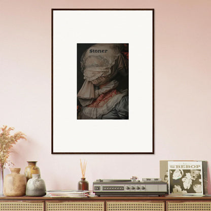 Framed canvas print of historical figure with stoner and orchid reverie vibe for room decoration