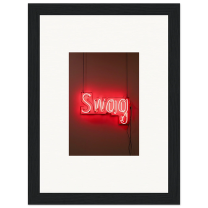 Neon Swag sign in red for trendy room decor and unique Framed Wall Art Slips Viadvent