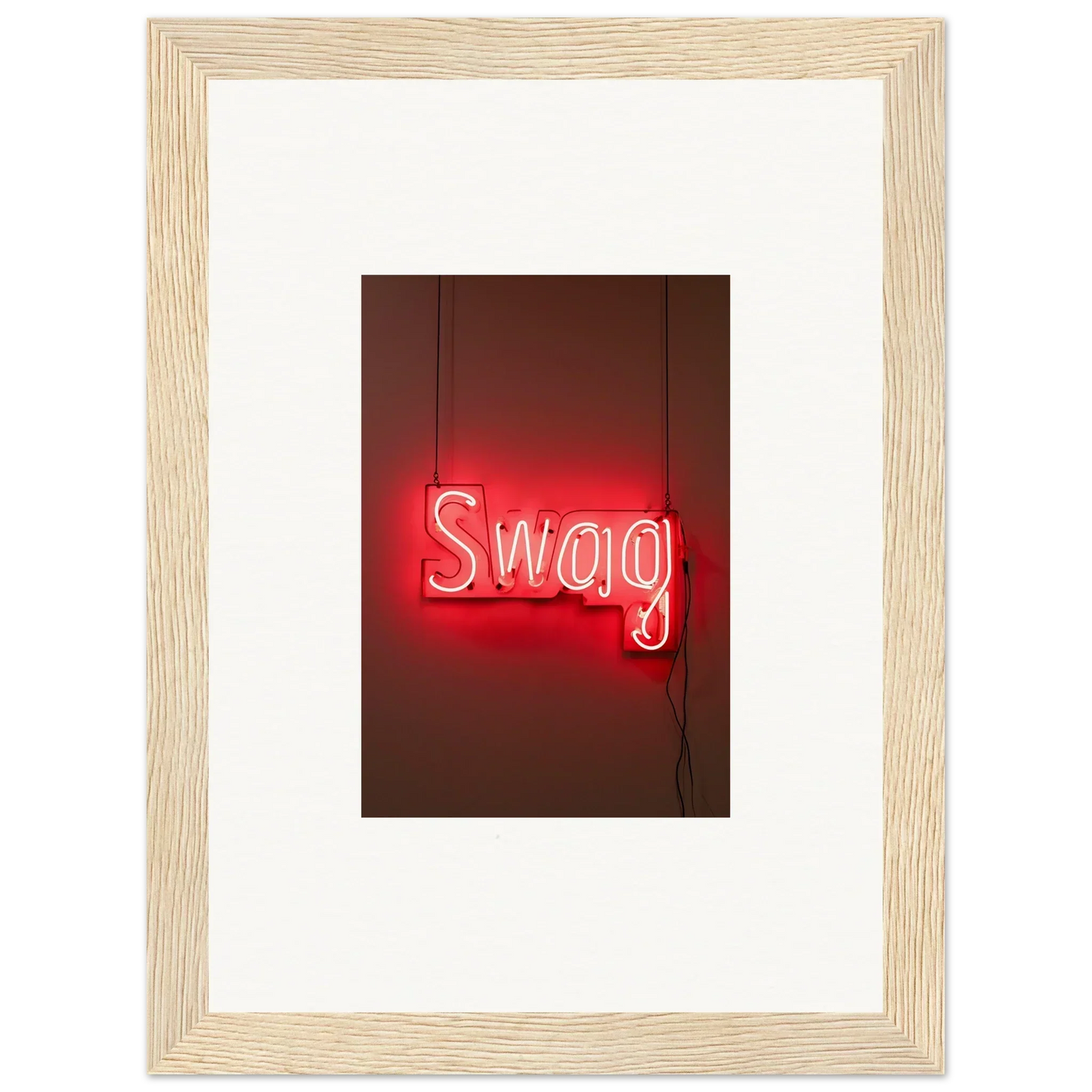 Neon Swag sign in red, perfect for slips Viadvent room decor or framed wall art