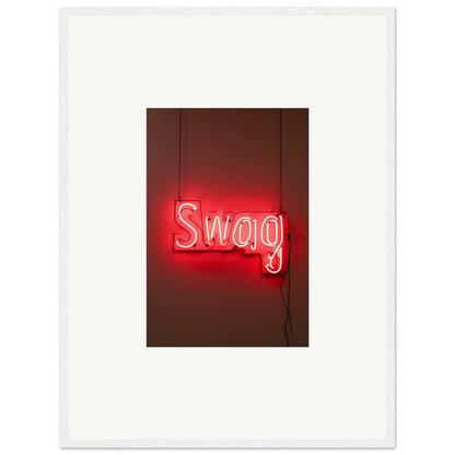 Neon red Swag sign as stylish room decor in Slips Viadvent framed wall art