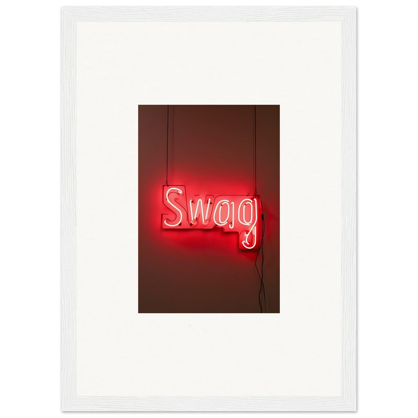 Neon sign with glowing red Swag letters, perfect for Slips Viadvent room decor