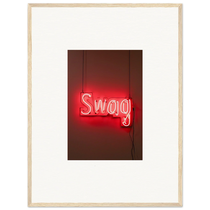 Neon red Swag sign in cursive for trendy Room Decor framed wall art Slips Viadvent