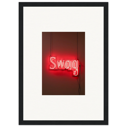 Neon Swag sign in red for stylish room decor and framed wall art featuring Slips Viadvent