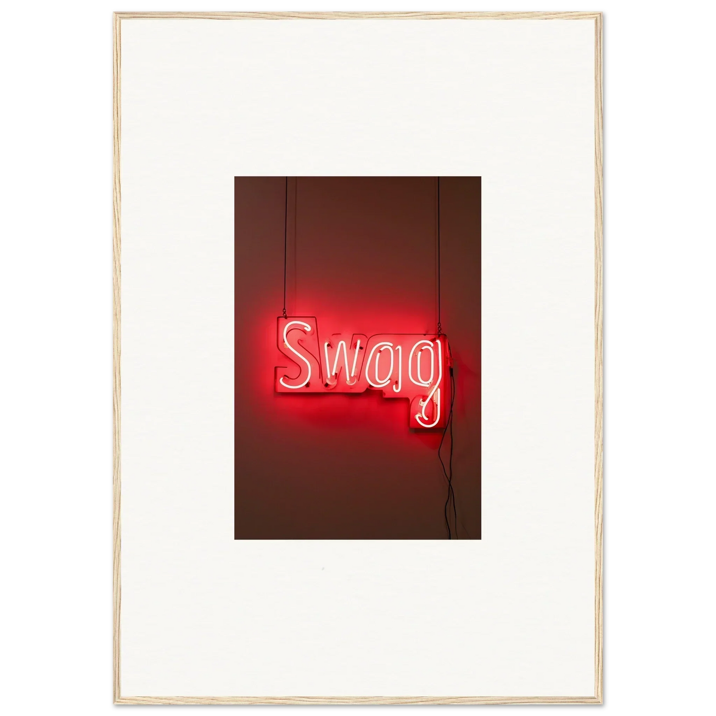 Neon Swag sign in red for stylish room decor and framed wall art inspiration