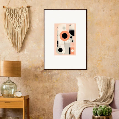 Abstract geometric art print in coral pink, black, and white from Odyssey Dreamscape Unveiled