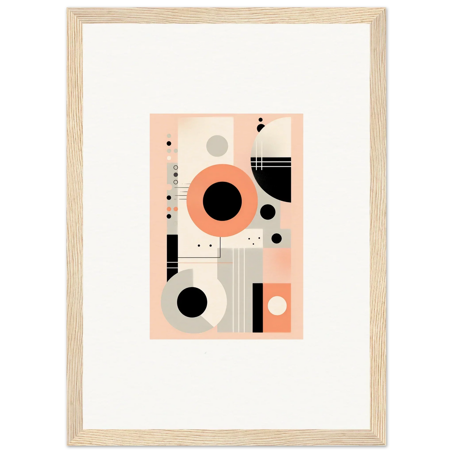 Abstract geometric artwork in coral pink, black, and gray from Odyssey Dreamscape Unveiled