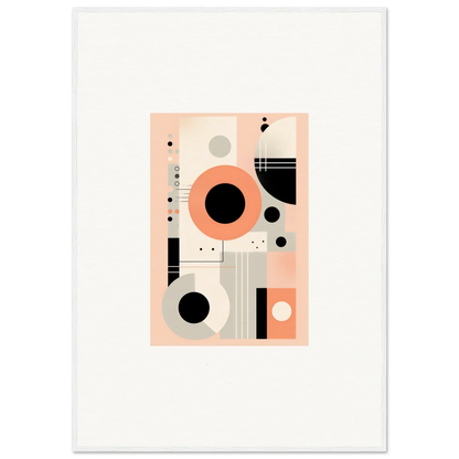 Abstract geometric art of circles and shapes in peach, black, and gray for Odyssey Dreamscape Unveiled