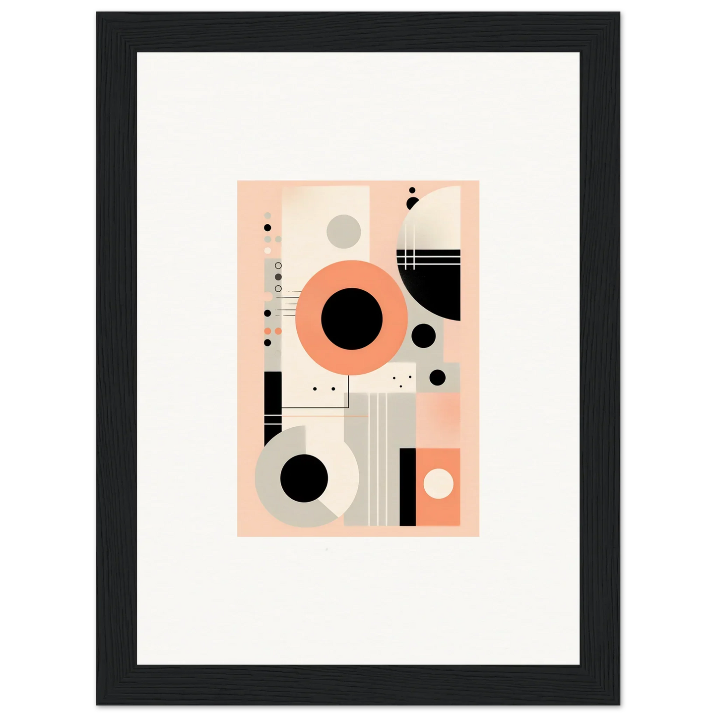 Abstract geometric artwork in coral pink, black, and beige for Odyssey Dreamscape Unveiled