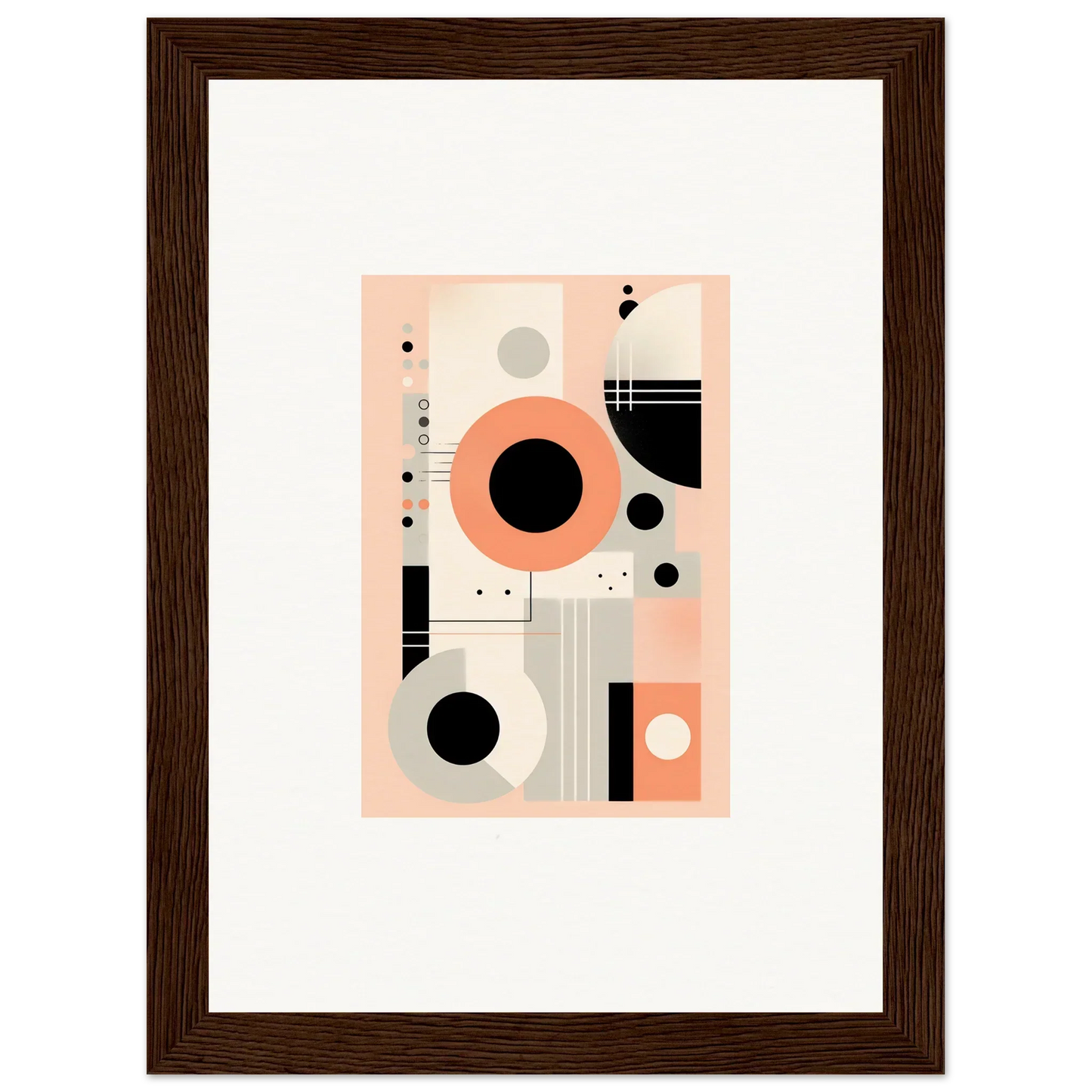 Abstract geometric artwork in coral pink, black, and gray for Odyssey Dreamscape Unveiled