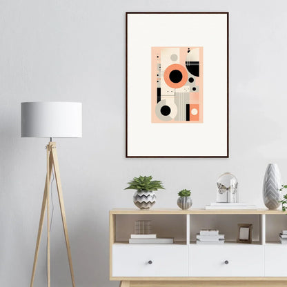 Modern abstract geometric art print in peach, black, and white from Odyssey Dreamscape Unveiled