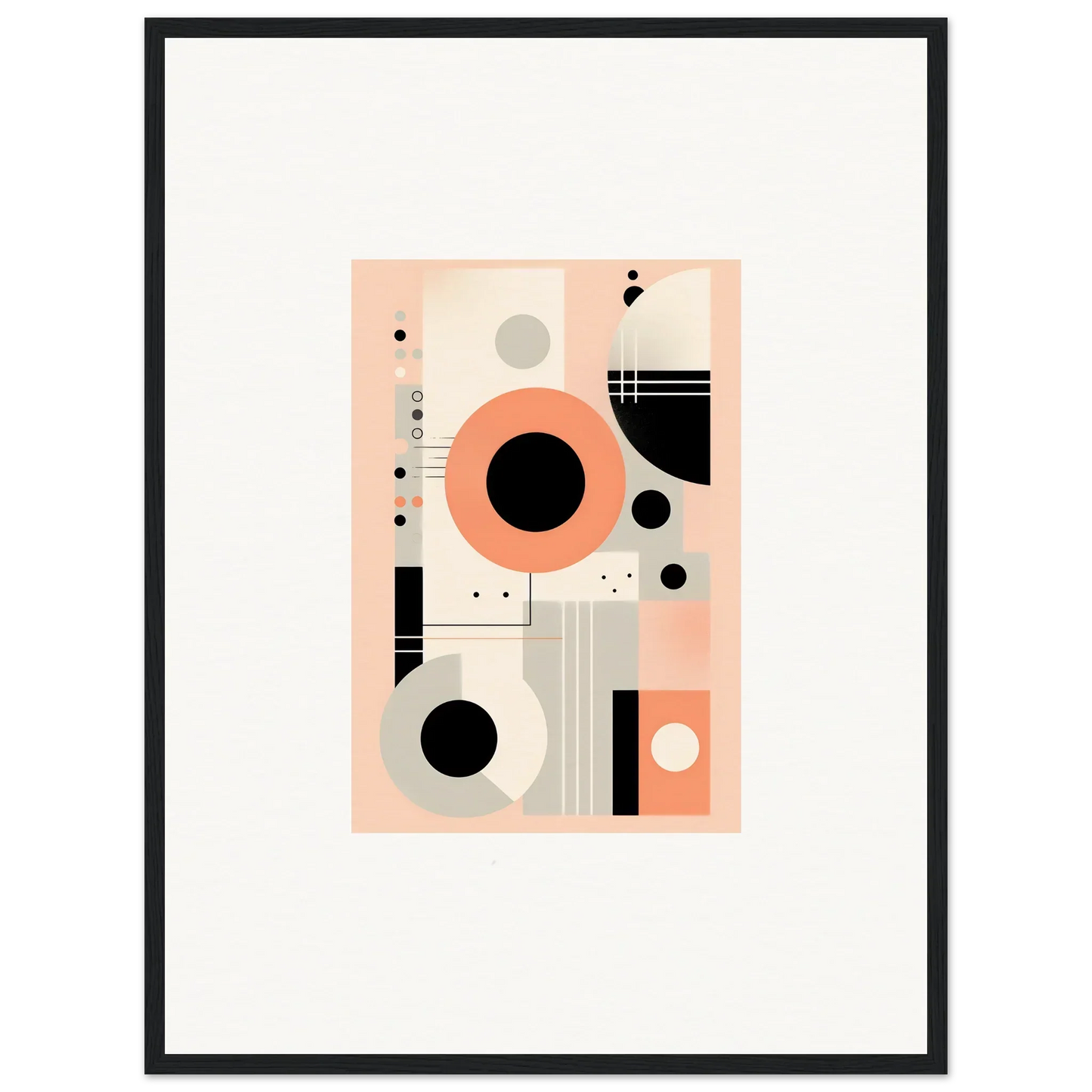 Abstract geometric artwork in coral, black, and beige for Odyssey Dreamscape Unveiled