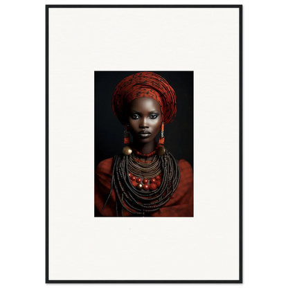 Portrait of traditional African jewelry and red head wrap, Ondine Atrium Accoutrements