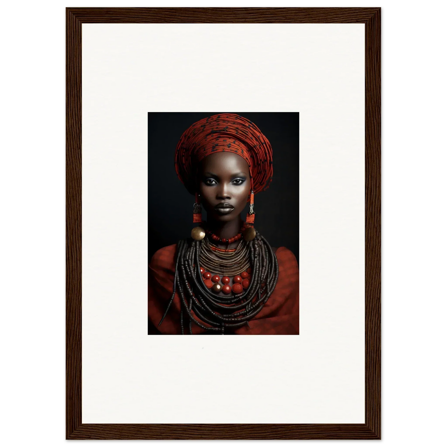 Striking portrait of traditional African jewelry in Ondine Atrium Accoutrements art