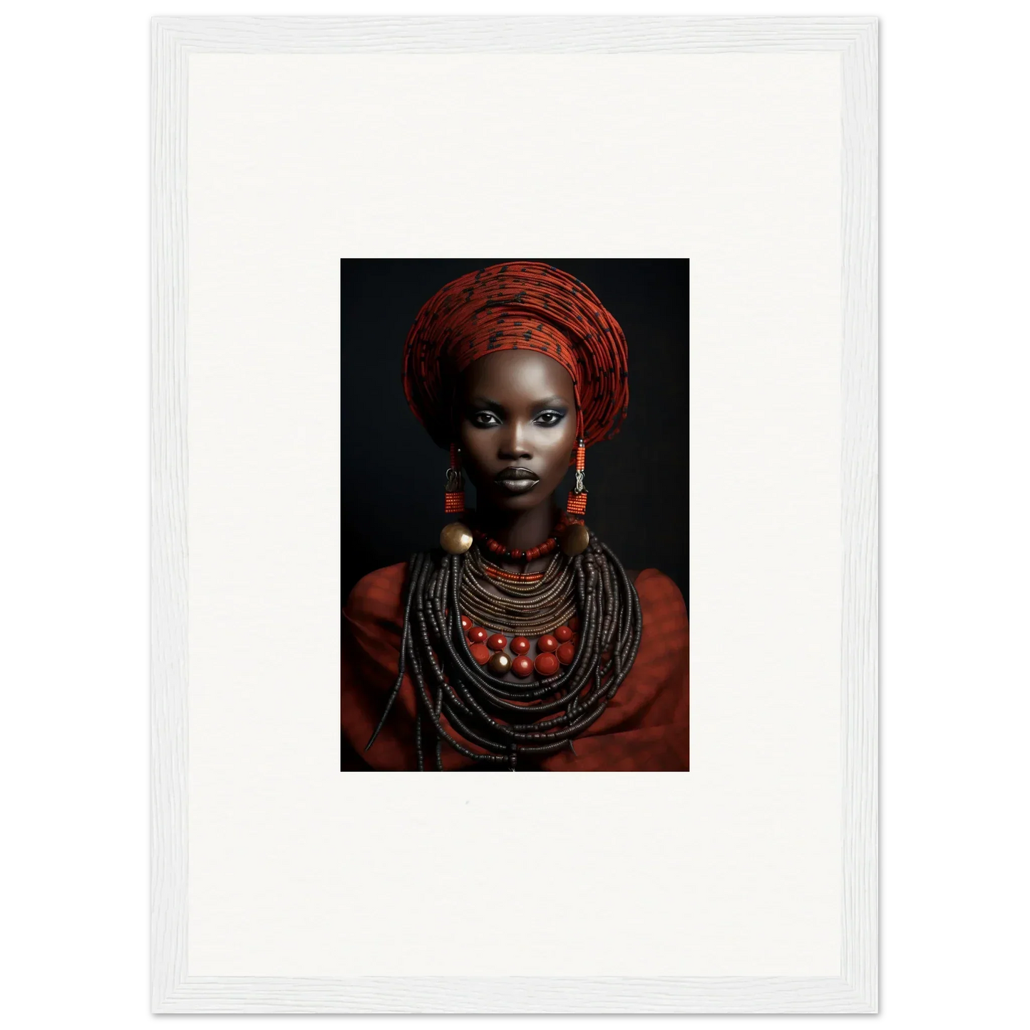 Striking portrait with traditional African jewelry, perfect for Ondine Atrium Accoutrements