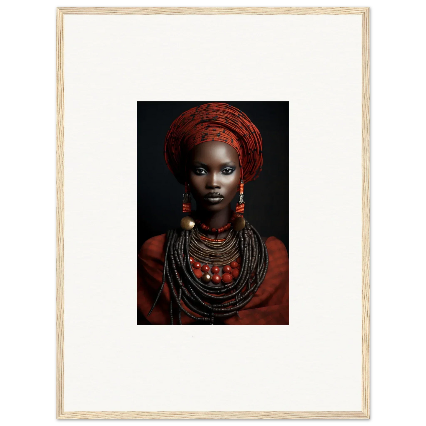 Vibrant portrait of traditional African style in Ondine Atrium Accoutrements framed art