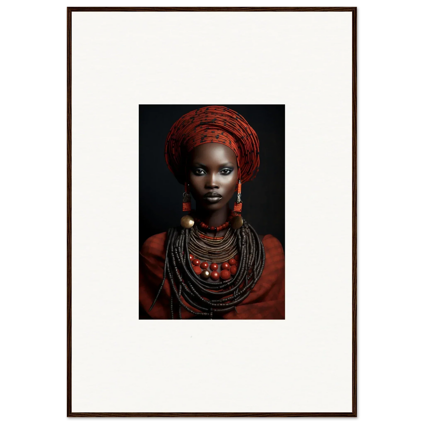 Portrait showcasing Ondine Atrium Accoutrements with vibrant jewelry and head wrap