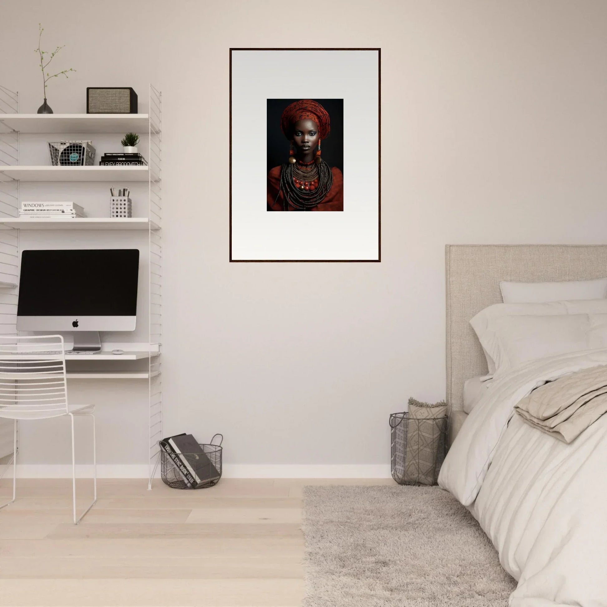 Portrait with dramatic red tones in a black frame from Ondine Atrium Accoutrements