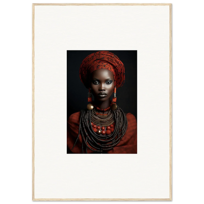 Portrait featuring vibrant African jewelry and head wrap for Ondine Atrium Accoutrements