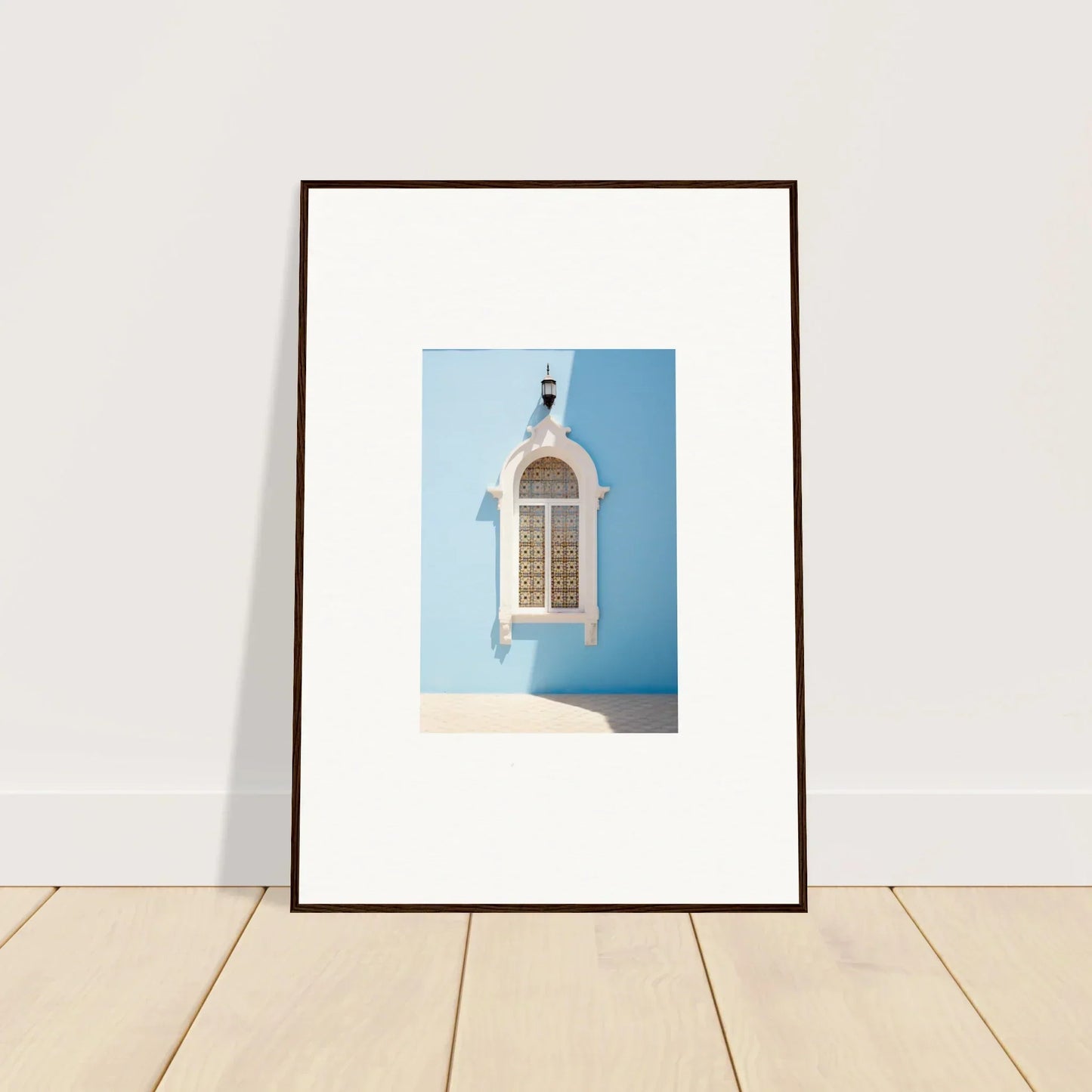 Framed art print of a white window and blue sky from Opalescent Odyssey special edition art™