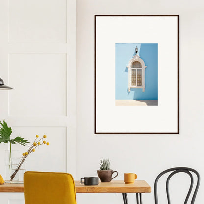 Framed art print of a white Mediterranean window in Opalescent Odyssey design