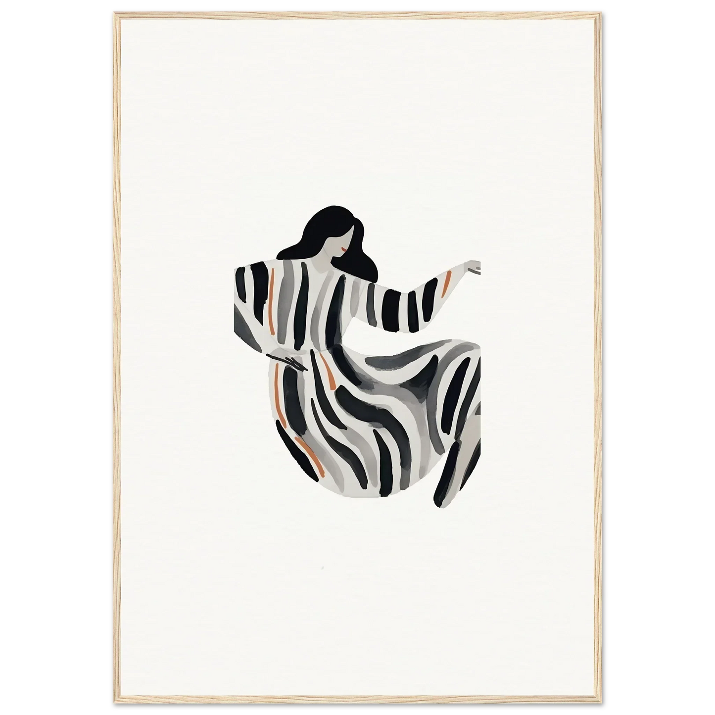 Abstract figure in a striped dress, perfect for opulence embraced room decoration