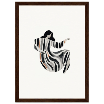 Abstract artwork of a woman in a striped dress, perfect for opulence embraced room decoration