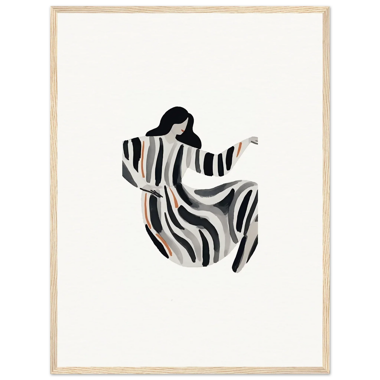 Stylized silhouette of a woman in a striped dress for Opulence Embraced canvas print