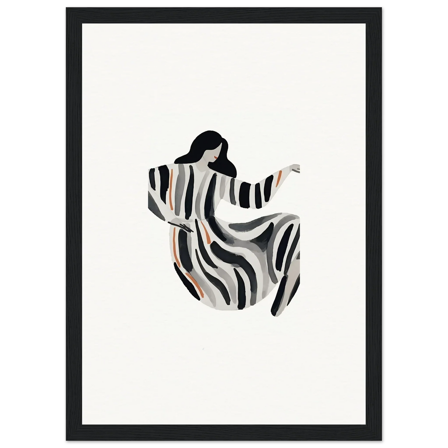 Stylized silhouette of a woman in a striped dress, perfect for opulence embraced room decoration