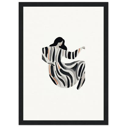 Stylized silhouette of a woman in a striped dress, perfect for opulence embraced room decoration