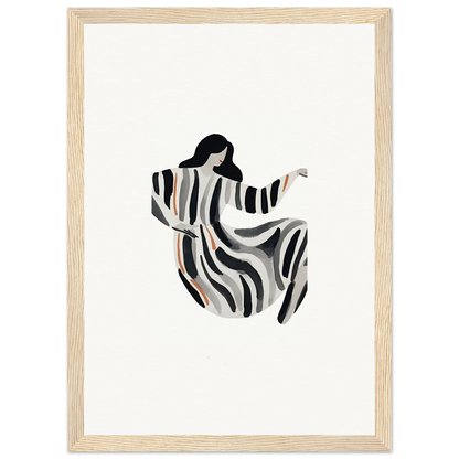 Stylized silhouette of a woman in a striped dress for opulence embraced room decoration