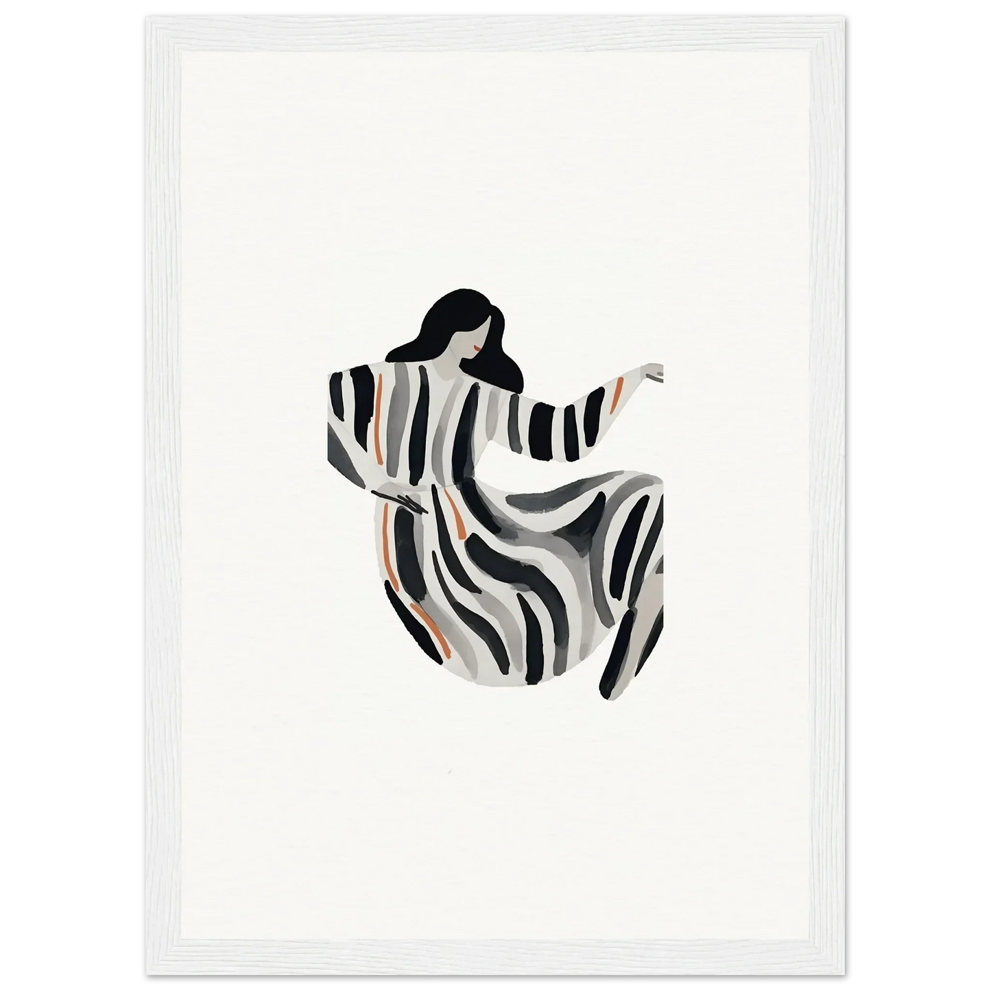 Stylized figure in a flowing striped robe for opulence embraced canvas print decor