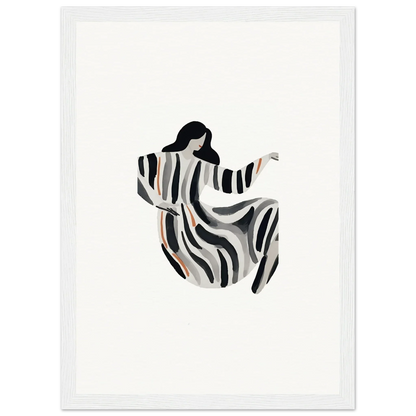 Stylized figure in a flowing striped robe for opulence embraced canvas print decor