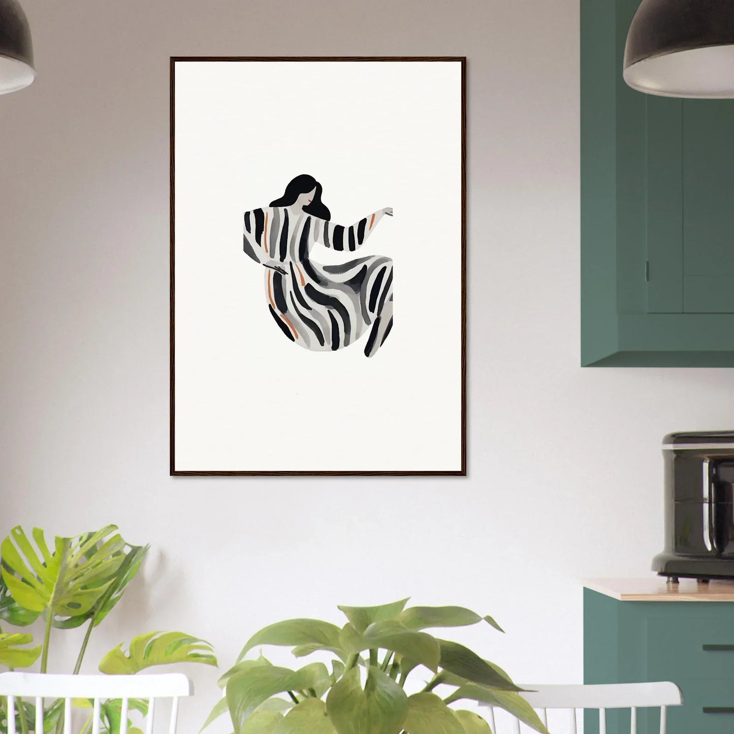 Framed canvas print of a stylish female in a zebra dress for opulence embraced room decoration