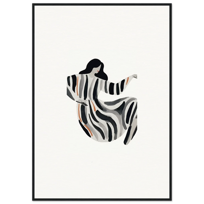 Stylized woman in a striped dress, perfect for opulence embraced room decoration canvas print