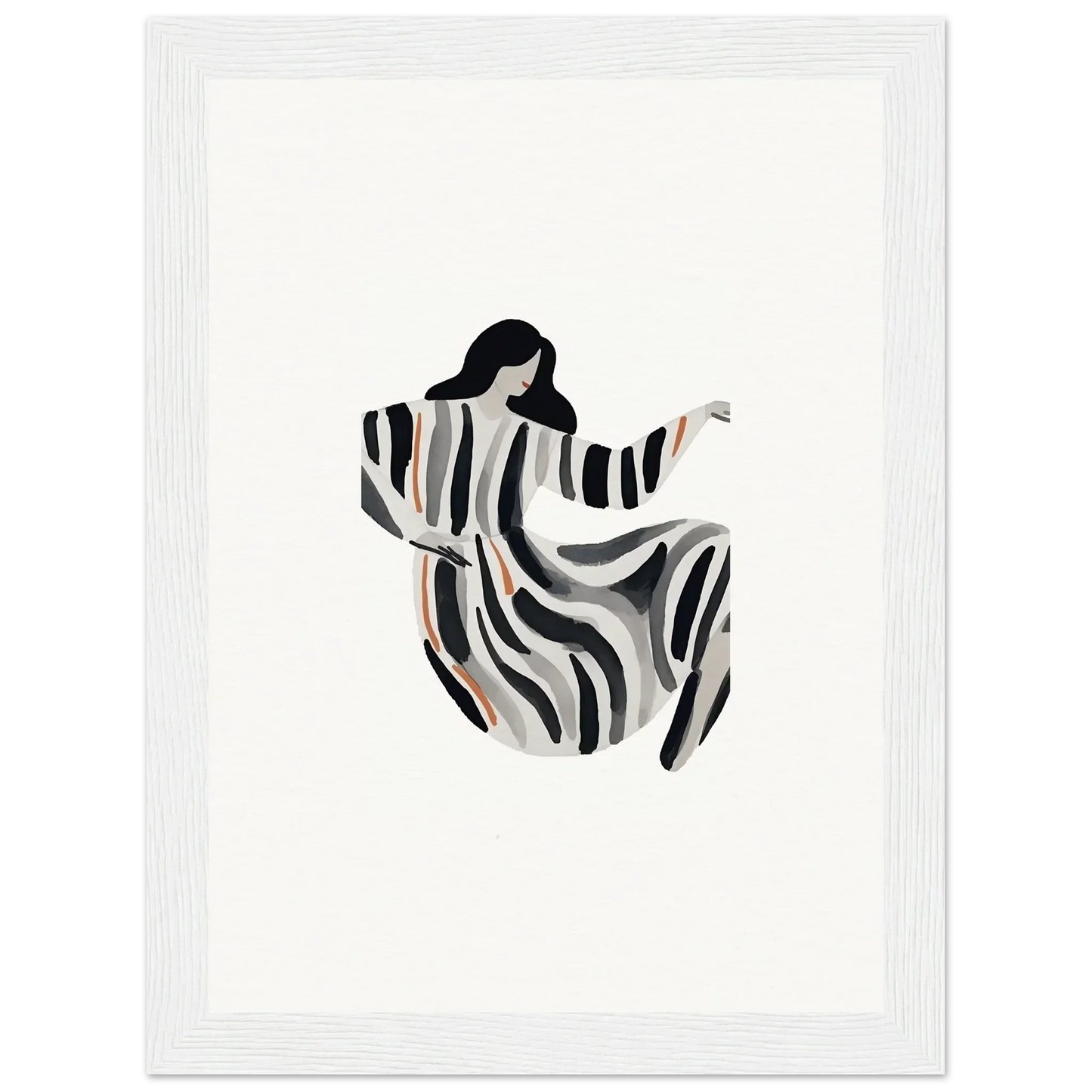 Abstract figure in striped robe with outstretched arms, perfect for opulence embraced room decoration