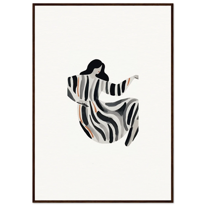 Stylized woman in striped dress, perfect for opulence embraced canvas print or room decoration