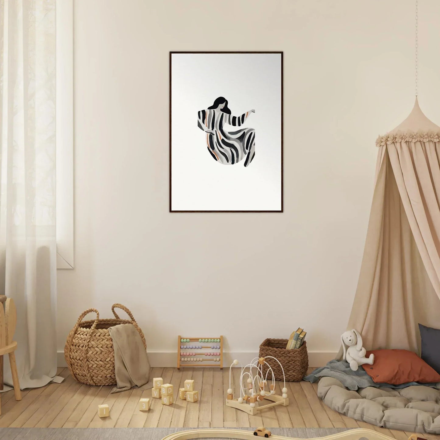 Framed black and white zebra figure canvas print for opulence embraced room decoration