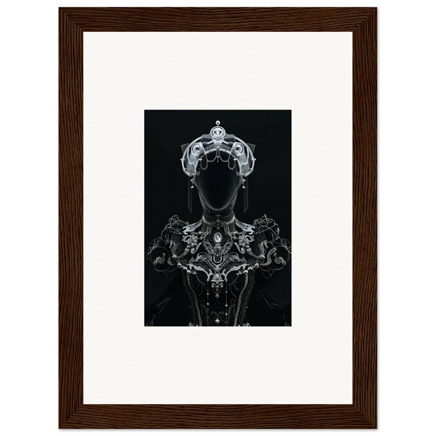 Silhouette of a regal figure in an ornate crown, perfect for Opulent Shadow Mirage room decor