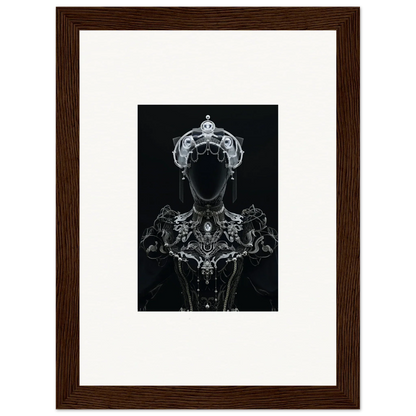 Silhouette of a regal figure in an ornate crown, perfect for Opulent Shadow Mirage room decor