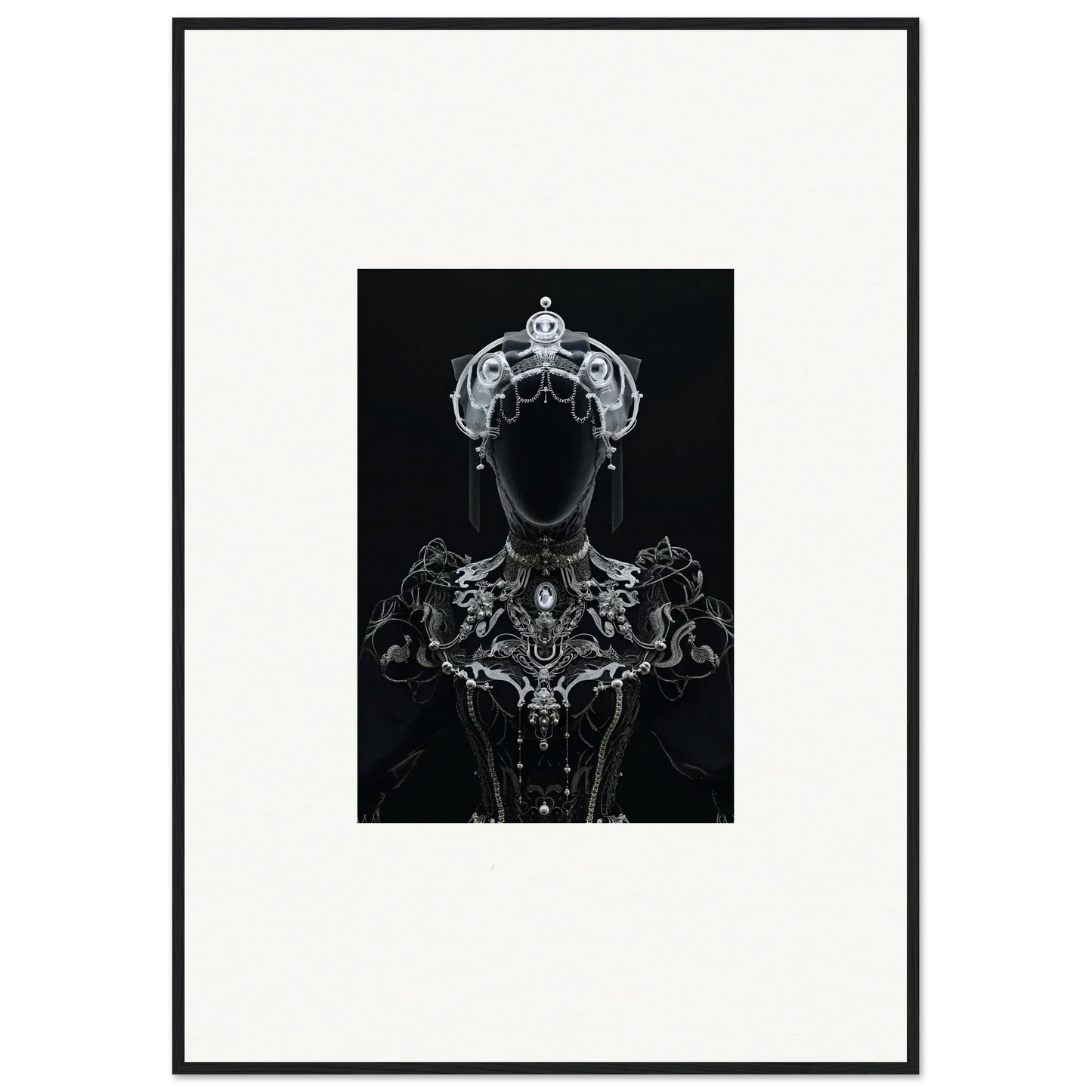 Ornate silhouette of a regal figure for Opulent Shadow Mirage framed wall art