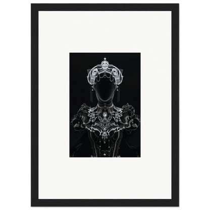 Ornate silhouette of a regal figure in Opulent Shadow Mirage framed wall art for room decor