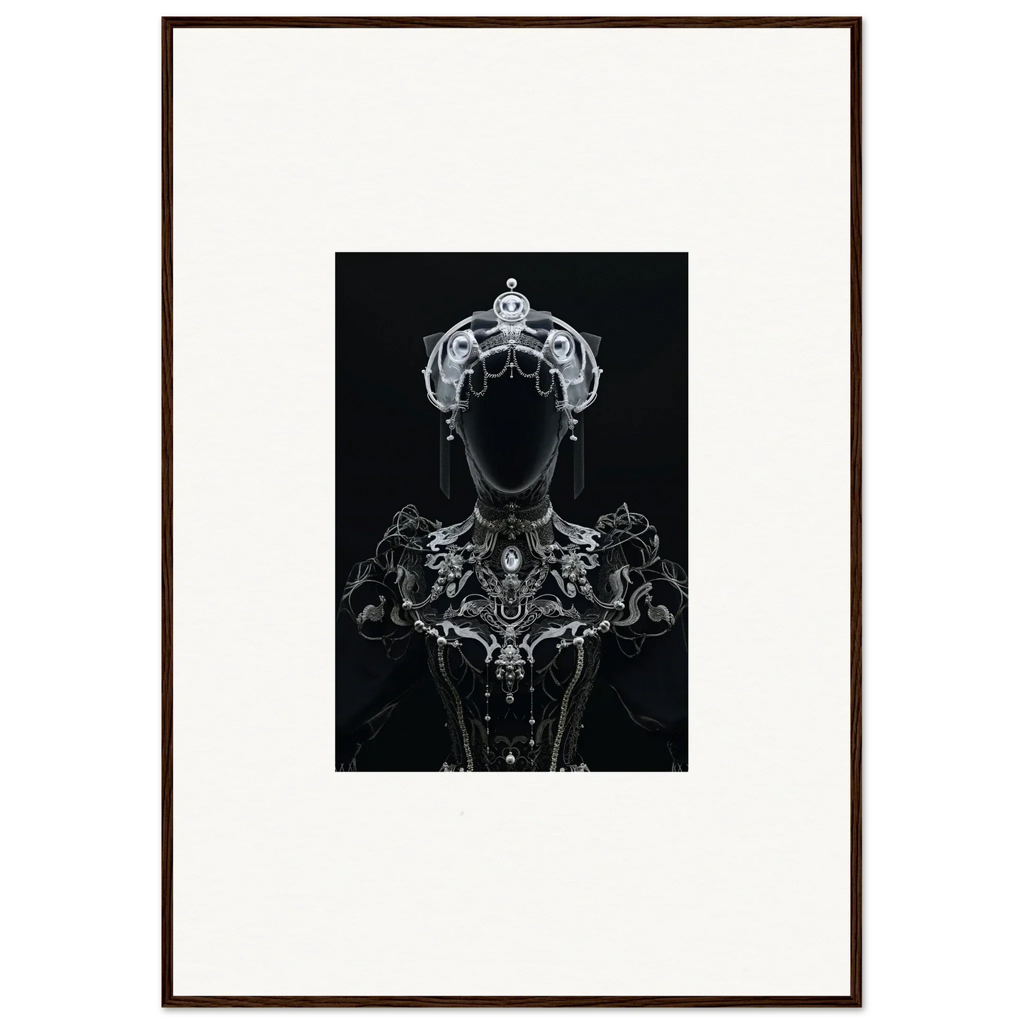 Ornate silhouette of a regal figure for Opulent Shadow Mirage wall art decor