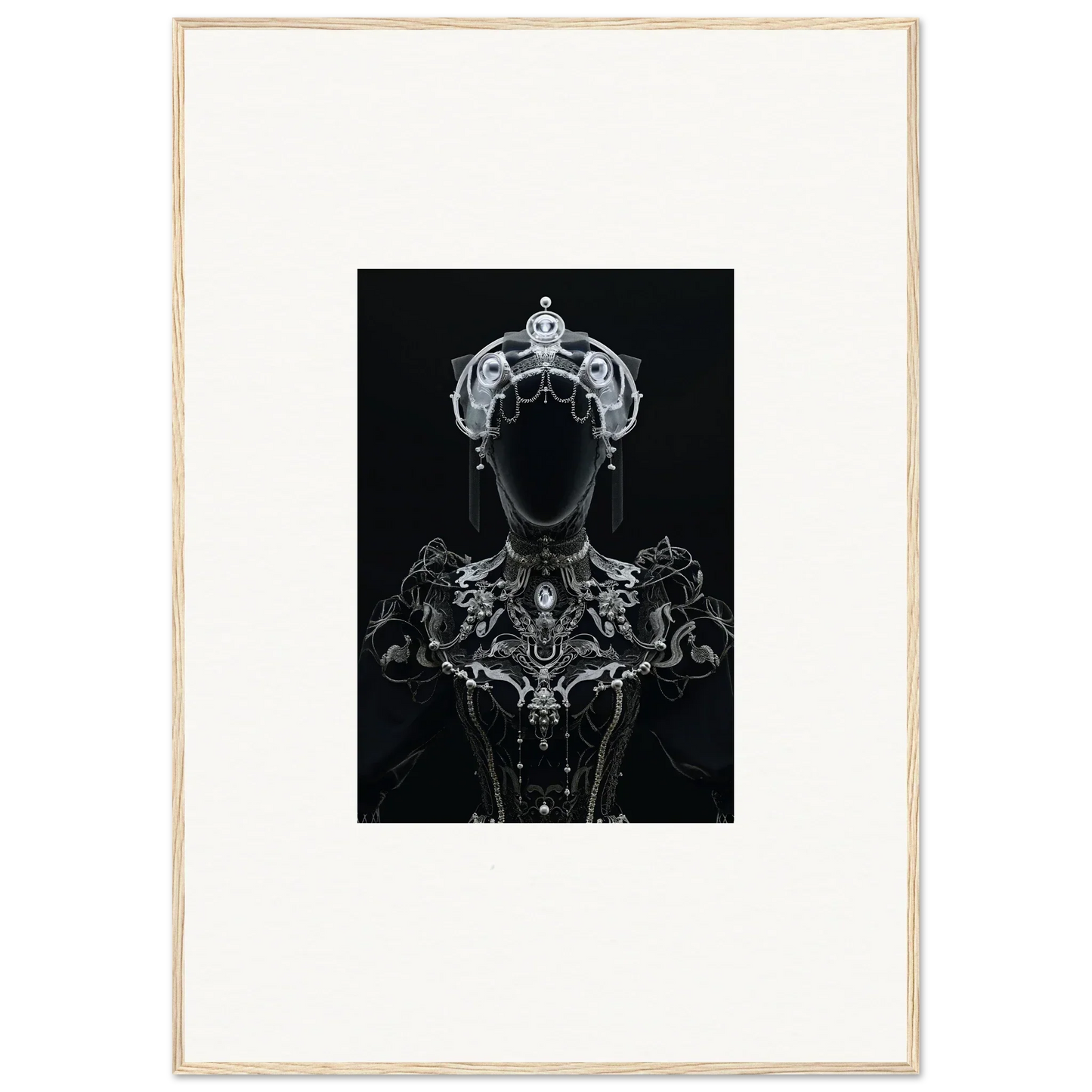 Silhouette of a regal figure in crown and necklace for Opulent Shadow Mirage room decor